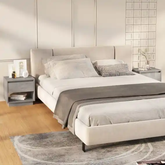 Szafki nocne, 2 szt., betonowa szarość, 45x34x44, płyta Lumarko! - Hurtownia wielobranżowa Lumarko Oferta limitowana